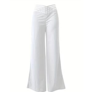 White High Waisted Women's Pants